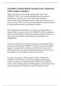 Psychiatric Mental Health Nursing Exam 1 Questions with Complete Solutions