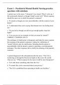 Exam 1 - Psychiatric&sol;Mental Health Nursing practice questions with solutions