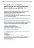 Florida Teacher Certification Examinations Test Information Guide Questions & Answers(RATED A+)
