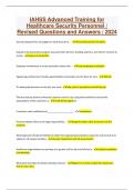 IAHSS Advanced Training for Healthcare Security Personnel &sol; Revised Questions and Answers &sol; 2024