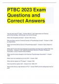 PTBC 2023 Exam Questions and Correct Answers