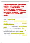 FLIGHT PARAMEDIC ADVANCED AIRWAY MANAGEMENT 2024 ACTUAL EXAM ACTUAL QUESTIONS AND CORRECT DETAILED ANSWERS &lpar;VERIFIED ANSWERS&rpar; &vert;ALREADY GRADED A&plus; NEW GENERATION 100&percnt; PASS&excl;&excl;&excl;