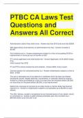 PTBC CA Laws Test Questions and Answers All Correct &lpar;1&rpar;