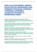 NEW 2024 PARAMEDIC AIRWAY EXAM ACTUAL QUESTIONS AND CORRECT DETAILED ANSWERS &lpar;VERIFIED ANSWERS&rpar; &vert;ALREADY GRADED A&plus; HIGHSCORE PASS&excl;&excl;&excl;