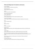 Molecular Biology Exam Test Question and Answers