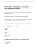  Module 1: Introduction to Database Management Systems Simplified Exam Question And Answers.