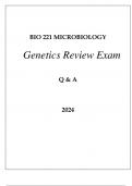 BIO 221 MICROBIOLOGY GENETICS REVIEW EXAM Q & A 2024