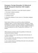 Emergency Nursing Orientation 3&period;0&colon; Behavioral Health Emergencies Questions with Complete Solutions
