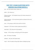 HCB TEST 2 EXAM QUESTIONS WITH  VERIFIED SOLUTIONS RATED A&period;