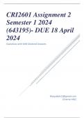 CRI2601 Assignment 2 Semester 1 2024 (643195)- DUE 18 April 2024