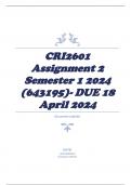CRI2601 Assignment 2 Semester 1 2024 (643195)- DUE 18 April 2024