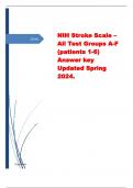 NIH Stroke Scale – All Test Groups A-F (patients 1-6) Answer key Updated Spring 2024.