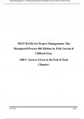 TEST BANK for Project Management: The Managerial Process 8th Edition by Erik Larson & Clifford Gray (100% Answer Given at the End of Each