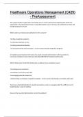 Healthcare Operations Management &lpar;C429&rpar; - PreAssessment Questions and answers latest update 