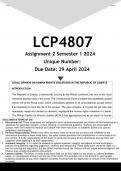 LCP4807 Assignment 2 &lpar;ANSWERS&rpar; Semester 1 2024 - DISTINCTION GUARANTEED