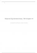Response Argumentative Essay - WK 9 English 101 Composition and Rhetoric (Liberty University)