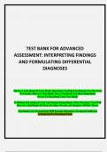 TEST BANK For Advanced Assessment Interpreting Findings and Formulating Differential Diagnoses, 5th Edition by Goolsby,