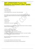 EMT--OPERATIONS Practice Test Questions and Answers Latest  Update. 