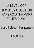A LEVEL OCR BIOLOGY 2023 QUESTION PAPER 1,2,3  WITH MARK SCHEMES