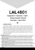 LML4801 Assignment 1 (ANSWERS) Semester 1 2024 - DISTINCTION GUARANTEED