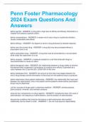 Penn Foster Pharmacology 2024 Exam Questions And Answers