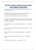 PA LIFE&comma; Accident&comma; Health Insurance Exam with CORRECT SOLUTIONS&period;