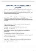 ANATOMY AND PHYSIOLOGY EXAM 1 RATED A&period;