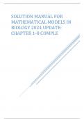 SOLUTION MANUAL FOR MATHEMATICAL MODELS IN BIOLOGY 2024 UPDATE: CHAPTER 1-8 COMPLE      