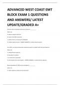 ADVANCED WEST COAST EMT BLOCK EXAM 1 QUESTIONS AND ANSWERS/ LATEST UPDATE/GRADED A+ 