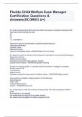 Florida Child Welfare Case Manager Certification Questions & Answers&lpar;SCORED A&plus;&rpar;