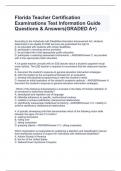 Florida Teacher Certification Examinations Test Information Guide Questions & Answers(GRADED A+)