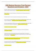 UNE Medical Biochem Final Revised Questions and Answers &sol; 2024