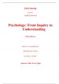 Test Bank for Psychology From Inquiry to Understanding 5th Edition By Scott Lilienfeld, Steven Jay Lynn, Laura Namy (All Chapters, 100% Original Verified, A+ Grade)