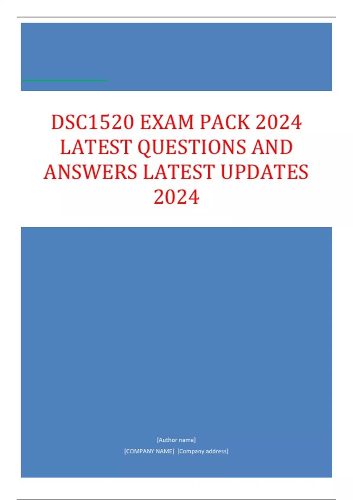 DSC1520 EXAM PACK 2024 LATEST QUESTIONS AND ANSWERS Latest Updates 2024 ...
