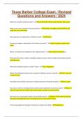 Texas Barber College Exam &sol; Revised Questions and Answers &sol; 2024