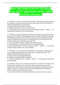 Hesi Nursing Critical Thinking Quiz 2024 Questions With 100&percnt; Verified Answers