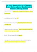PA State Board of Funeral Directors Exam&colon; Jurisprudence Questions and  Answers Already Passed