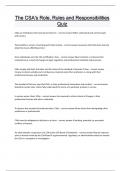 The CSA's Role&comma; Rules and Responsibilities Quiz Questions and answers latest update 