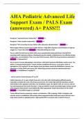 AHA Pediatric Advanced Life Support Exam / PALS Exam (answered) A+ PASS!!!