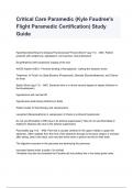 Critical Care Paramedic (Kyle Faudree's Flight Paramedic Certification) Study Guide
