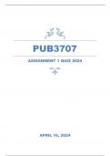 PUB3707 ASSIGNMENT 1 QUIZ 2024