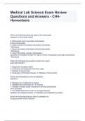 Medical Lab Science Exam Review Questions and Answers - CH4- Hemostasis 