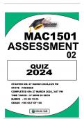 MAC1501 ASSIGNMENT 2 -QUIZ 2024 ALL QUESTIONS WELL ANSWERED