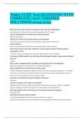 Water CCHT Test QUESTIONS WITH COMPLETE 100&percnt; VERIFIED SOLUTIONS 2024&sol;2025