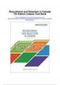 Test Bank For Recruitment and Selection In Canada 7th Edition By Catano, Hackett, Wiesner, Roulin |All Chapters, 2024| A+