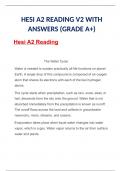 HESI A2 READING V2 WITH ANSWERS (GRADE A+) Latest 2024 