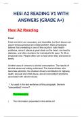 HESI A2 READING V1 WITH ANSWERS (GRADE A+)