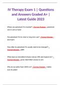 IV Therapy Exam 1 | Questions and Answers Graded A+ | Latest Guide 2023