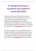 IV Therapy Final Exam | Answered and Graded A+ Latest 2023/2024