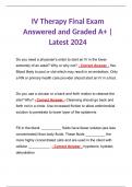 IV Therapy Final Exam Answered and Graded A+ | Latest 2024